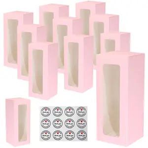 Gift Bakery Boxes,8.7'x3.15'x3.15' Bakery Boxes with Windows for Chocolate Strawberries, Pie, Pastry, Dessert, Cake