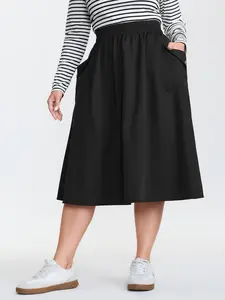 BLOOMCHIC Women's Plus Size Basic A-Line Midi Skirt - 100% Polyester Smooth Fabric, Pockets, Garment-Fit, Leg-Flattering Long Skirt for Summer, Mom [M-6X] Women's Bottoms, Deals, Long Skirts Fit Womenswear