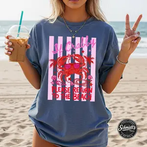 If Crabby Please Return To The Beach Comfort Colors T-Shirt, Funny Beach Shirt, Retro Summer Tee, Coastal Graphic Tee, Vintage Beach Gift