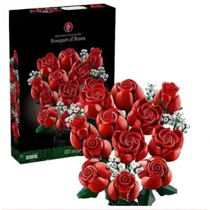 2028Romantic Pretty Pink Flower BouquetBuilding Blocks Sets  10342 Compatible With Legoed Particles Suitable For Christmas Gifts