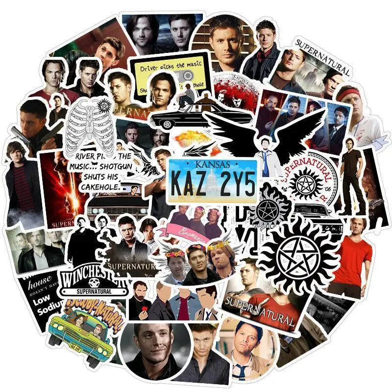Classic Supernatural TV Show Art Stickers, 10/30/50Pcs Self-Adhesive Waterproof Cool Decals for Luggage Decor, Laptop, Phone, Kids’ Home Decor Accessories, Classic Tv Show