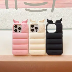 Angel Wings Puffer Phone Case for iPhone 12-17✨ 3D Soft Silicone Shockproof Cover