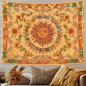 Sun & Moon Pattern Tapestry, Vintage Bohemian Tapestry, Wall Hanging for Home Living Room Bedroom Decor, Home Decor, Can Be Used As a Gift