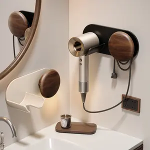 Wall-Mounted Hair Dryer Holder, Self-Adhesive Design, Fits Dyson Supersonic, Modern Finish, Bathroom Storage Rack