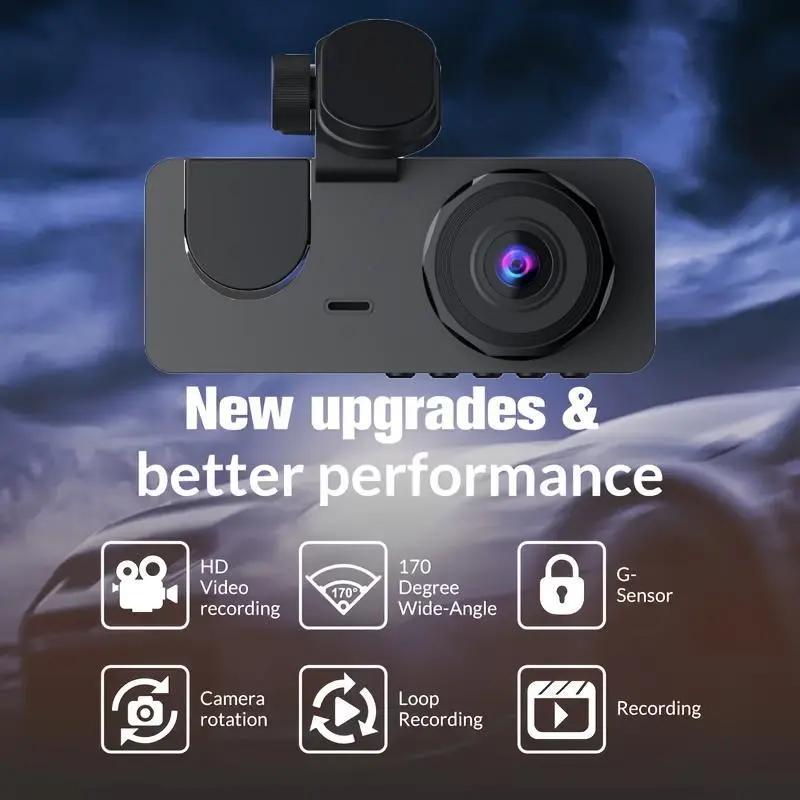 Full UHD Car Camera Front Rear with Free 64GB SD Card,HDR,Dashcam for Cars,Night Vision,Loop Recording,WDR,24H Parking Mode,Driving Recorder, No App