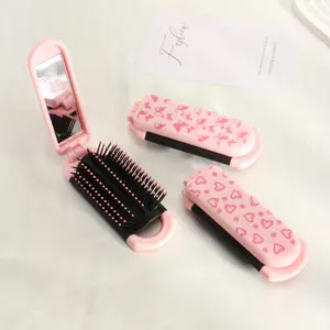 Foldable Mirror Comb Set, 1 Count Portable Hair Comb with Mirror, Heatless Styling Tool for Women & Girls, Hair Care & Styling Tool