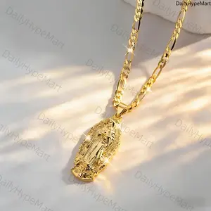 14K Gold Plated Guadalupe Faith Pendant Necklace, Mother's Day Prayer Gift