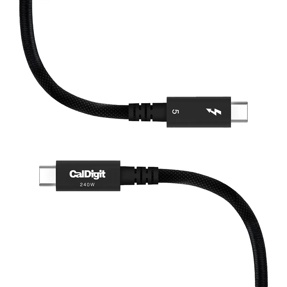 CalDigit Thunderbolt 5 USB-C Braided Pro Data/Power Cable - 6.56ft, 240W, Black, Compatible with Computers, USB-C Devices