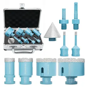 9PCs Diamond Daily Drills Set,High-Quality,Family Daily Used, Drill Bits & 2" Beveling Chamfer Bit & 2PCs Adapters,for Ceramic,Tile,Marble,Porcelain 5/8-11 Thread, Diamond Core Drill, Dry Diamond Tile Drill, Diamond Tile Bit Tool Accessories