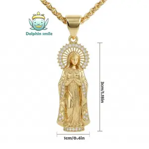 Woman's Virgin Mary Necklace 18K Gold Plated Virgin of Guadalupe Pendant Necklace Women's Fashion Jewelry Religious Necklaces