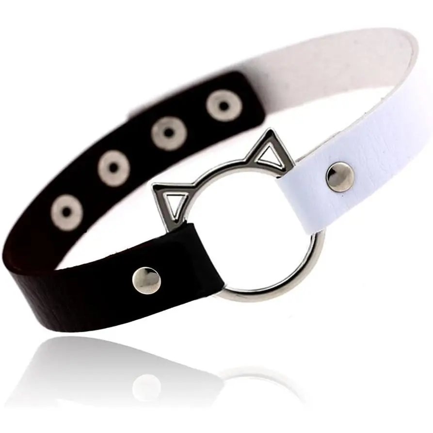 Women's Gothic Adjustable Sturdy PU Leather Choker Collar, 0.08 Inches Soft Women's Fashion Necklace, Alloy Chain, 12.5 Inch To 16.7 Inch