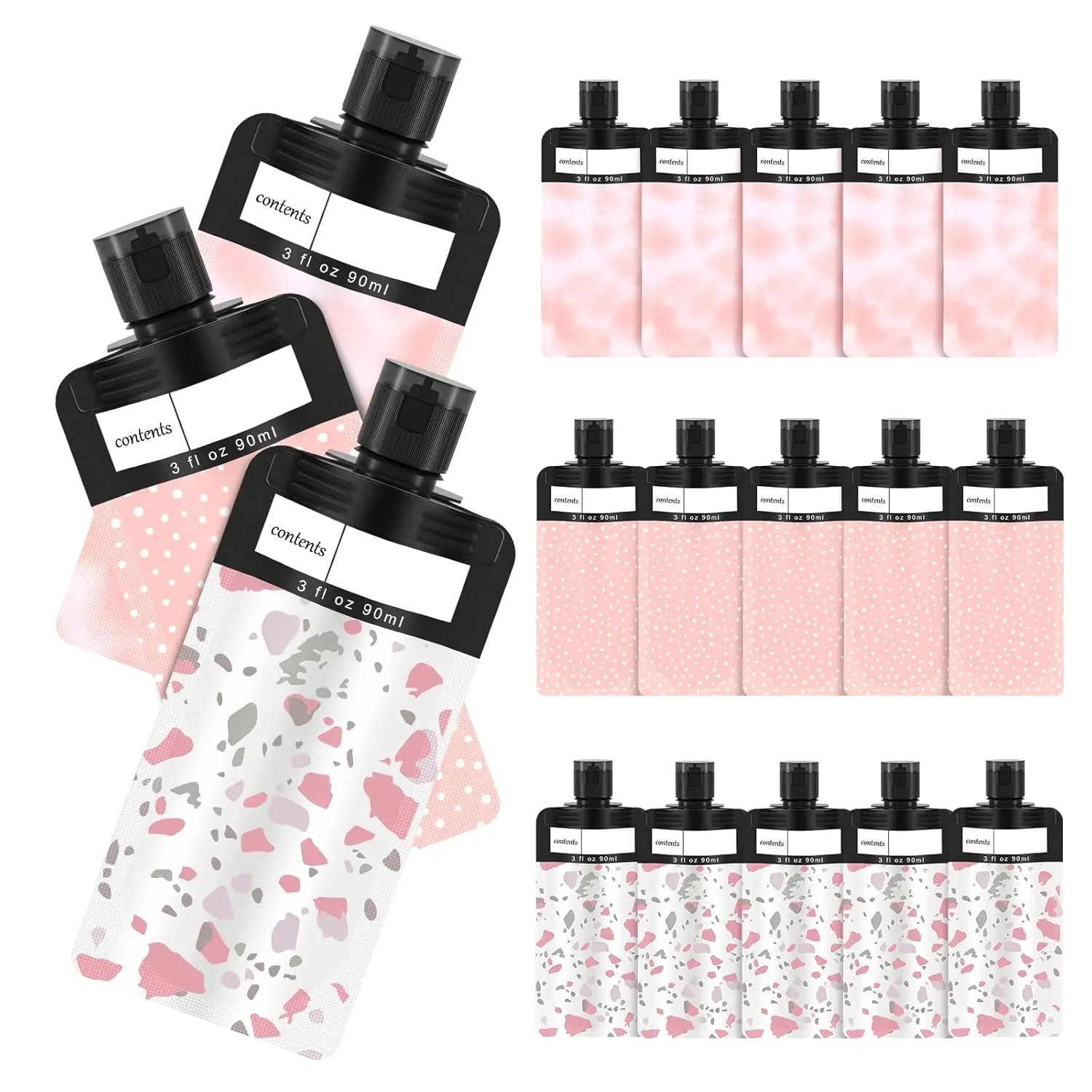 18 Pack Travel Pouches for Toiletries, TSA Approved Travel Pouches for Liquids,Travel Shampoo and Conditioner Pouches,Leak Proof 3oz Travel Squeeze Pouches()
