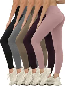 5 Pack Super Soft Leggings for Women, High Waisted Tummy Control No See Through Workout Yoga Running Pants Leggings #mothersdaygift Gym Sportswear Bottoms Tight Sports Stretchable Activewear