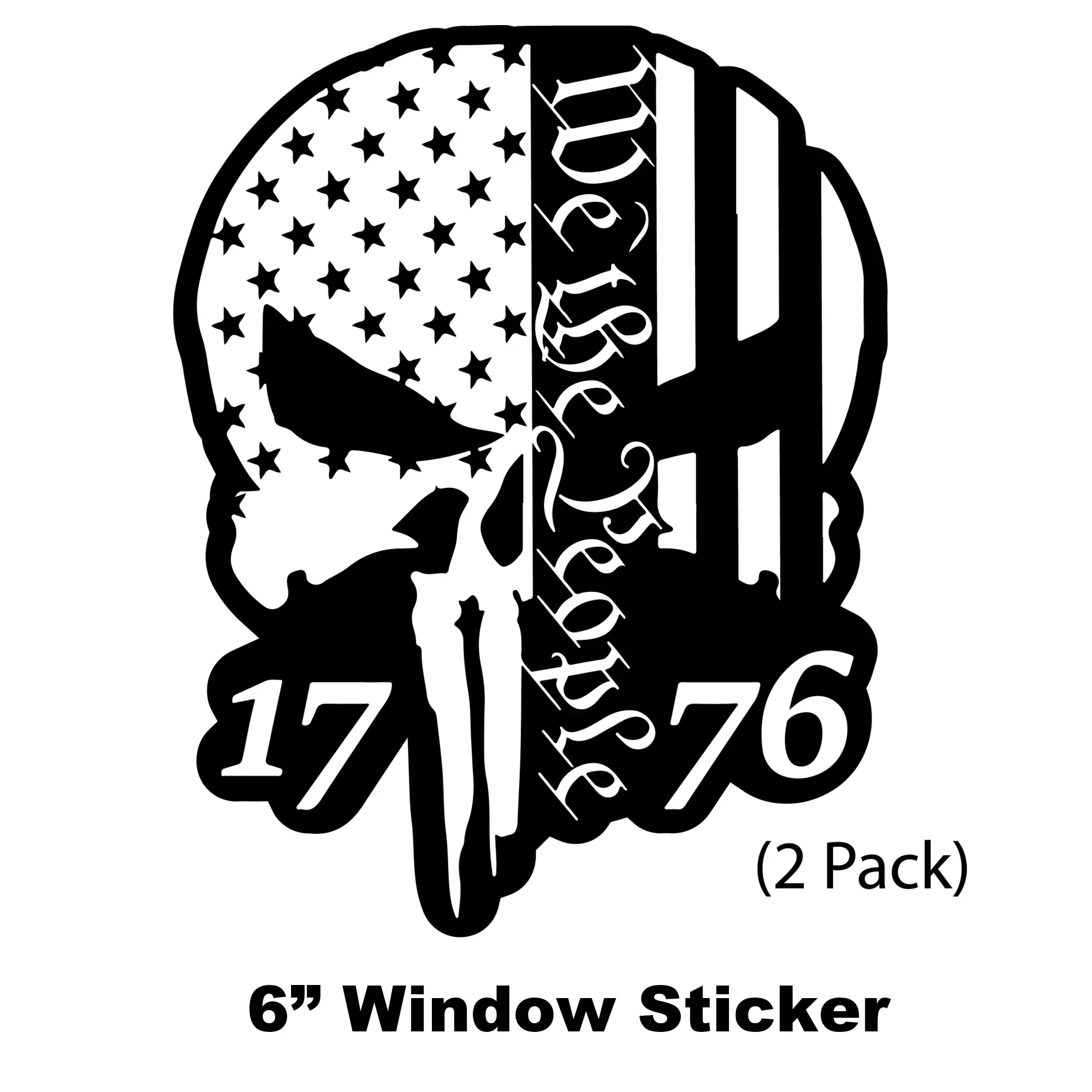 We The People 1776 Skull 6" Sticker 2pk By Our Future Nation