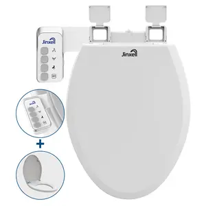 Jinxell Toilet Seat with Bidet- Non-Electric, Self-Cleaning Dual Nozzles for Frontal & Rear Wash, Adjustable Water Pressure, Slow-Close Lid,in Easy Install, Advanced 360° Self-Clean, Dual Nozzles, Feminine & Rear Wash