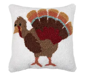 Turkey Feathers Hooked Pillow by Valerie