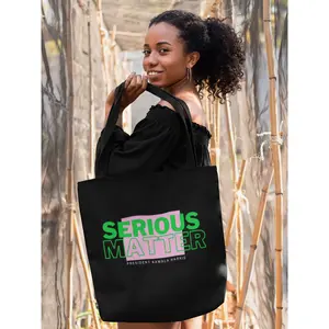 SERIOUS MATTER Sorority Tote Bag - Political, Eco-Friendly Canvas, AKA Kamala Harris, BLACK Color