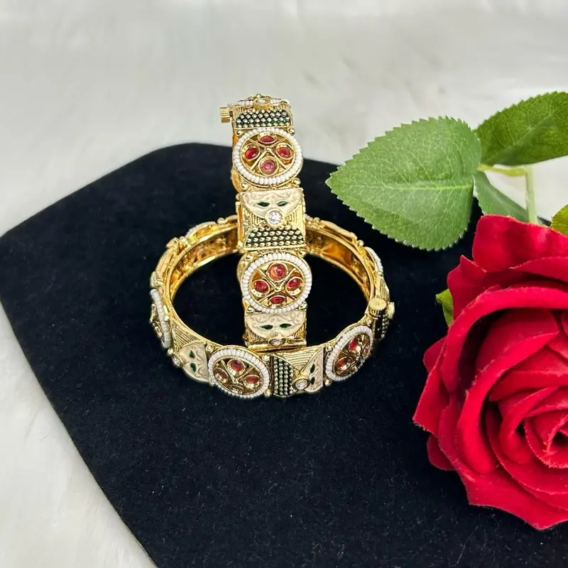Beautiful Premium Set Of 2 Rajwadi Gold Bangles
