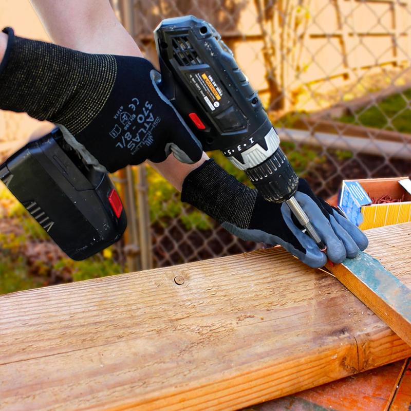 Coated Knit Gloves with Nitrile Palm – Black, Medium, 12 Pairs