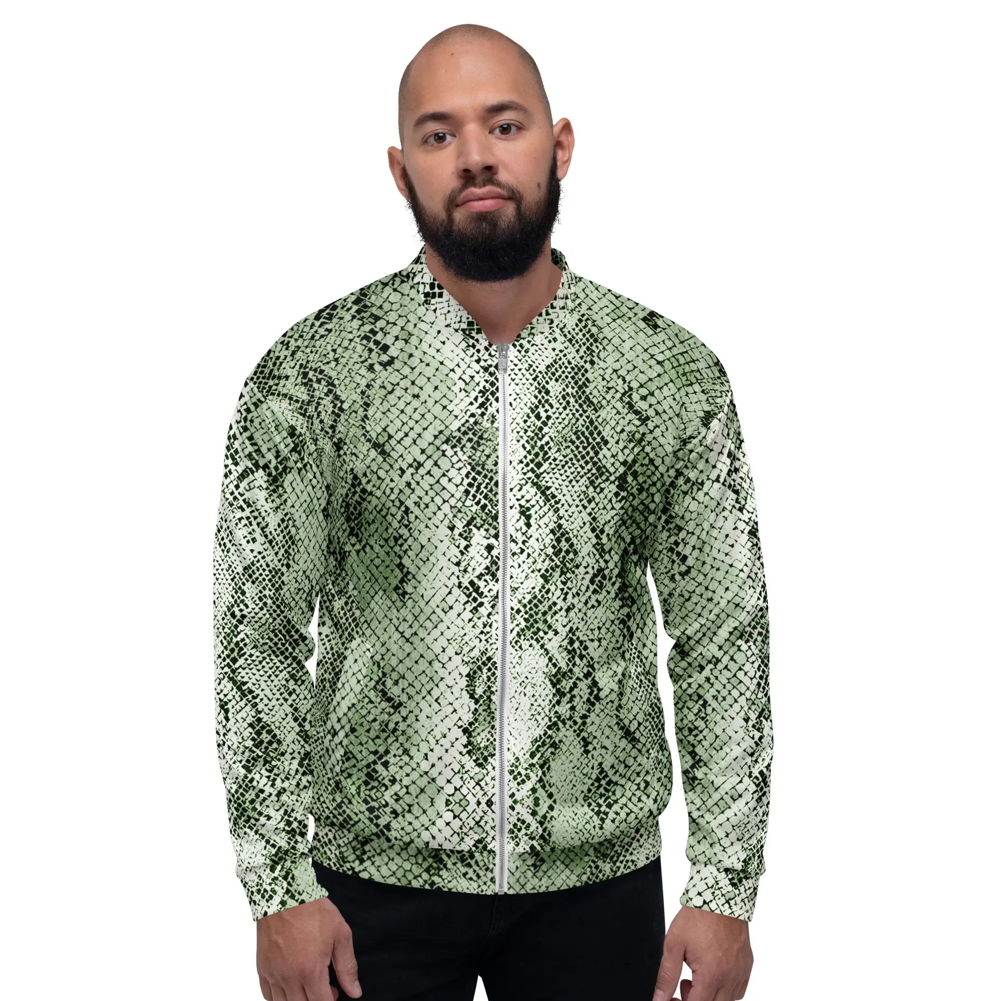 Unisex Bomber Jacket - Sage Snake Skin - Men