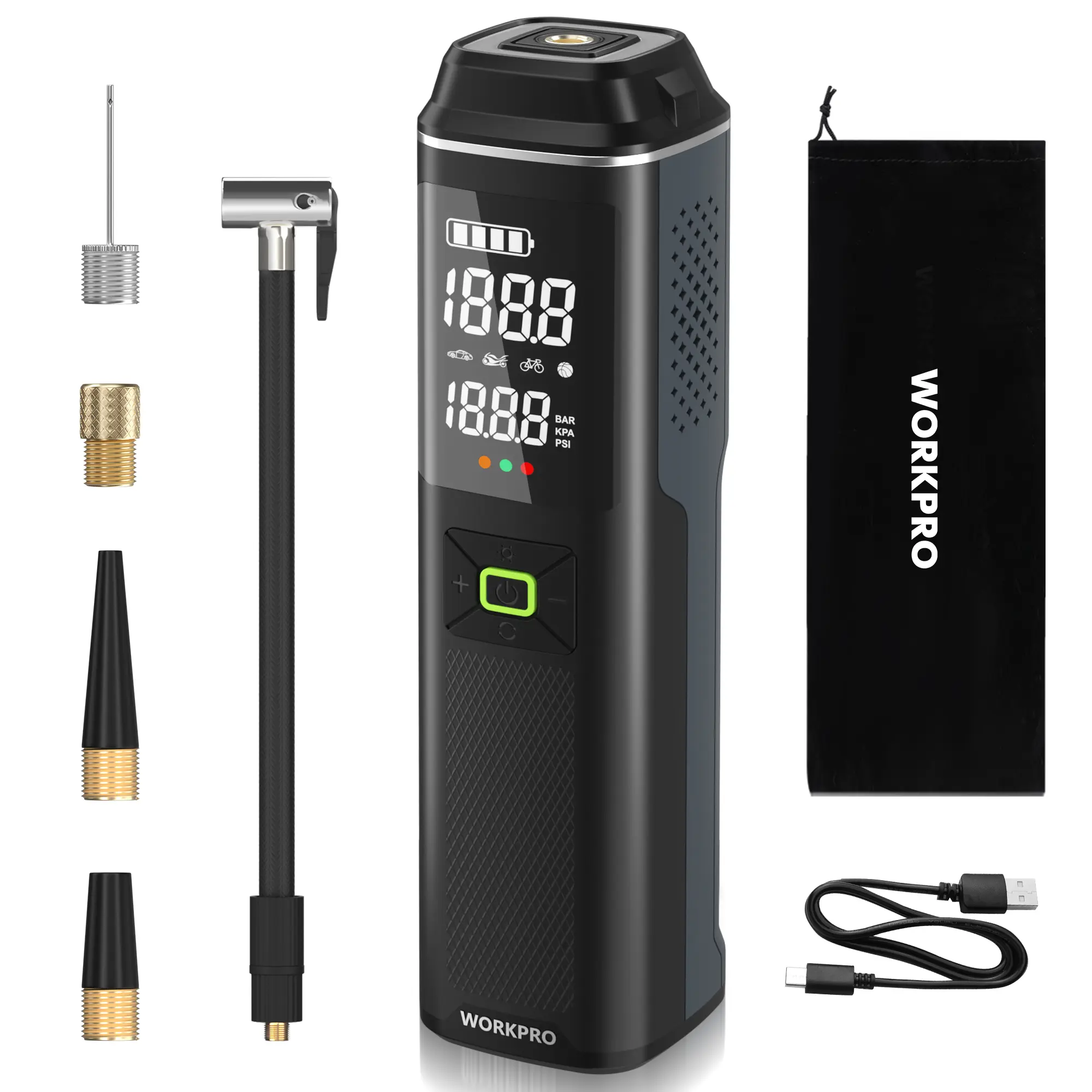 #backtoschool WORKPRO Tire Inflator Portable Air Compressor-12V Portable Air Pump for Car Tires with 7500mAh Battery-150PSI Air Compressor for Car-3-in-1 Tire Pump Air Pump for Inflatables with LED Flashlight