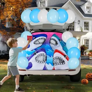 Halloween Trunk or Treat Shark Toss Game Theme Kit, Car Decorations Kit with Sandbags and Balloons for Outdoor Garage Door Entryway Archway SUV Halloween Decor