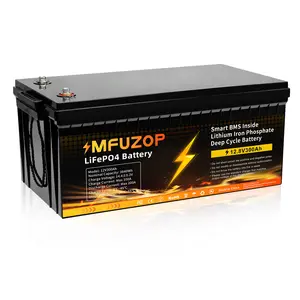 12V 300Ah LiFePO4 Deep Cycle Battery | 3840Wh | 10000+ Cycles | Built-in 300A Smart BMS | 14.4V Charge | Max 200A Discharge | Perfect for RV, Solar, Marine, Off-Grid | 29.61kg Heavy Duty | MFUZOP