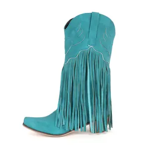 Cowboy Boots for Women, Cowgirl Boots with Embroidered and Chunky Heel, Ideal for Daily Wear and Country Fashion