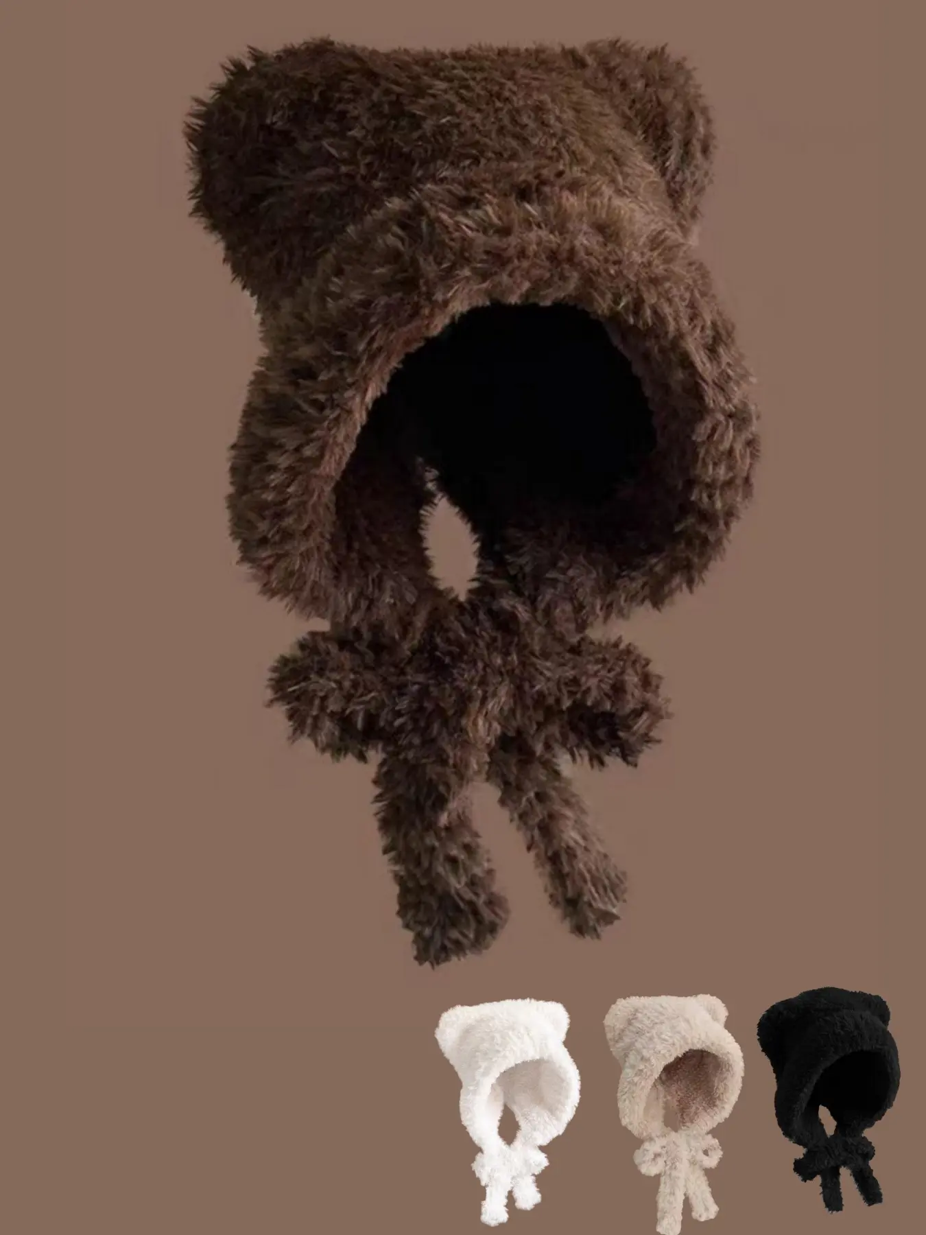 High-Quality Plush Bear Hat, Large Head Circumference Thickened Warm, Face-Slimming Earflap Cap, Cute Party Hat for Fall Winter, Animal Hats