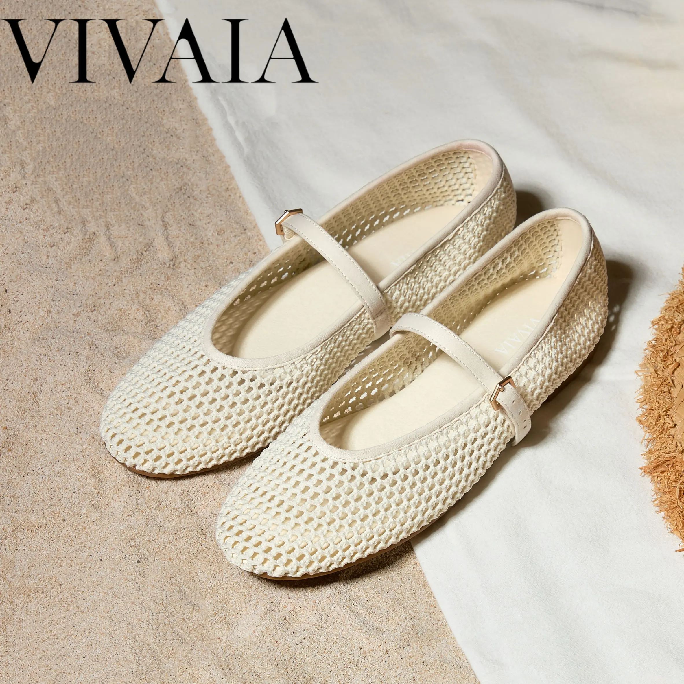 VIVAIA Women’s Almond-Toe Mary Jane Flats, Lightweight Knit Ballet Shoes with Adjustable Strap & Roomy Toe Box, Fall Shoes for Women, Back to School Shoes (Nelly) tiktokshopbacktoschool