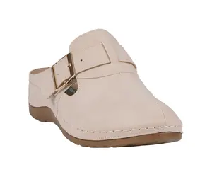 GC Shoes Women's Pippen Natural Flat - Beige Slip-On with Bold Buckle Strap & Animal Print Accent for Summer Casual Wear