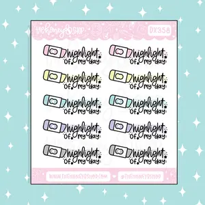 Highlight of My Day Highlighters Lettering Doodle Sticker