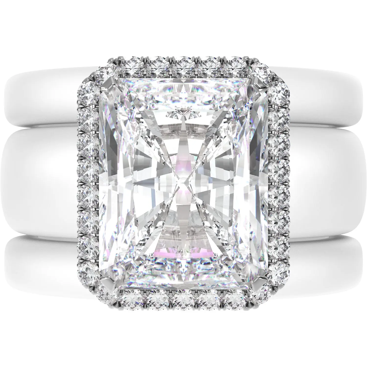 Rinfit Halo Silicone Ring Set for Women, Stackable 3 Ring Set, 10×8 mm CZ Stone + 2 Thin Rings | Patented Design