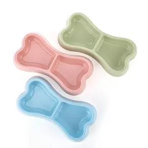 3-Pack Bone-Shaped Pet Feeding Feeder for Dogs, Cats, Puppies, Dual-Use Plastic Water and Food Container, Small Animal Feeders