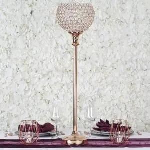 Acrylic Votive Candle Holder Crystal Goblet Design Gold - Table Centerpiece for Weddings 37"