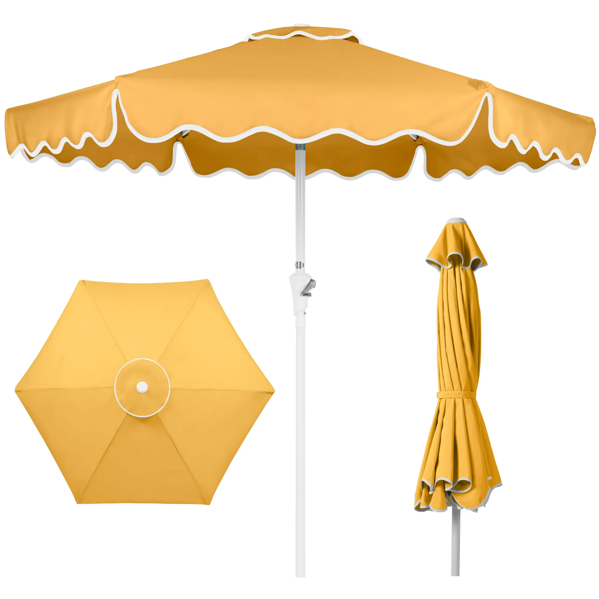 Best Choice Products 7.5ft Patio Market Umbrella with Wavy Trim, Fade-Resistant, Crank & Tilt, Wind Vent