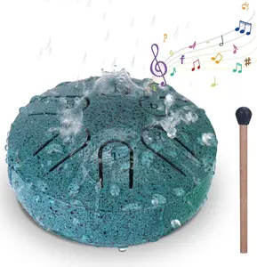 Steel Tongue Drum Rain Chime, 3 Inch 6 Notes Mini Drum, Ideal Gift for Family Friends Yoga Garden - Malachite Green