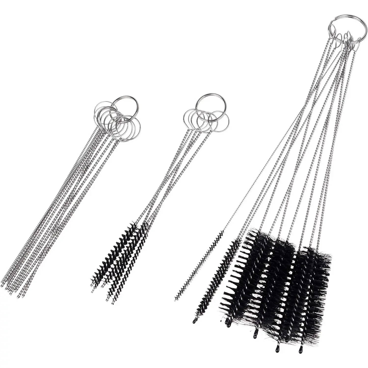 Set of 15 Cleaning Brushes and 10 Cleaning Needles - for Small Openings/Tubes/Pipes - for Example: Spray Paint Gun, Car/Motorcycle/Scooter Carburetor, Pet Feeding Bottle, Coffee Machine, etc.