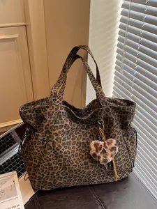 Large capacity leopard print tote bag，Work bags for women,Canvas travel handbag,Trending purses for 2026,Single Shoulder Crossbody Design