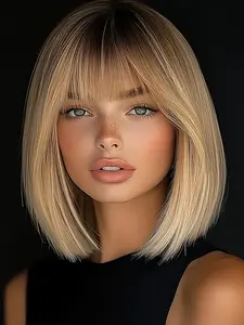 Women's Casual Elegant Fashion Synthetic Wig, Glueless Bob Wig, Bob Style, Suitable for All Seasons, Easy to Shape, Perfect for Parties and Travel