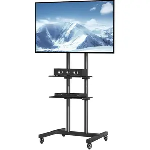 VEVOR Rolling TV Stand, Mobile TV Cart for 32-65 Inch Screens, Height Adjustable, Portable Monitor Stand with Wheels Holds up to 88 lbs for Living Room, Bedroom, Office, Outdoor, Max VESA 400x400mmVEVOR Super Brand Day
