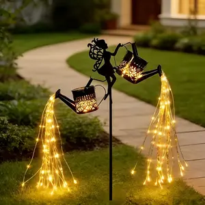 RUIDEL MICHAELS outdoor yard solar lawn lights, fairy water fountain waterfall light, includes 150 warm white LED flashing beads, IP44 waterproof solar garden outdoor decorative lights, suitable for garden lawns, yards, pathways, porches, and terraces dec