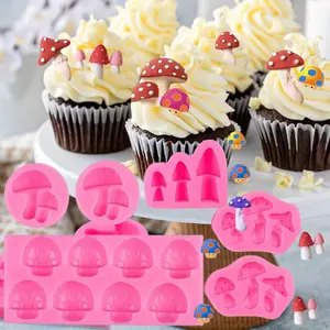 Set of 6 Cute Mushroom Silicone Mold - Food-Grade Nonstick Chocolate Candy Soap Candle Fondant Gummy Resin Casting, Suitable for Baking, Desserts, DIY Crafts, Kitchen & Pastry Tools, Decorative Baking Tools