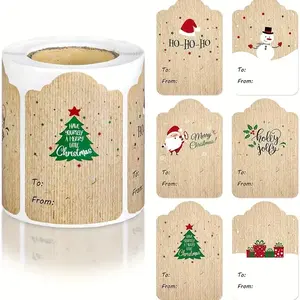 300 Per Roll Christmas Labels Santa Stickers Adhesive Tags for Holiday Gifts Birthday Party Decoration Supplies