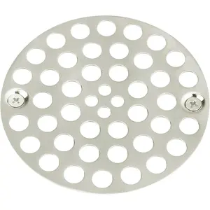 4'' Shower Strainer Drain Trim Set, Solid Brass Screw-in Shower Strainer Drain Cover, Replacement Strainer Grid by , Machine & Self-Tapping Screws Included (Brushed Nickel)