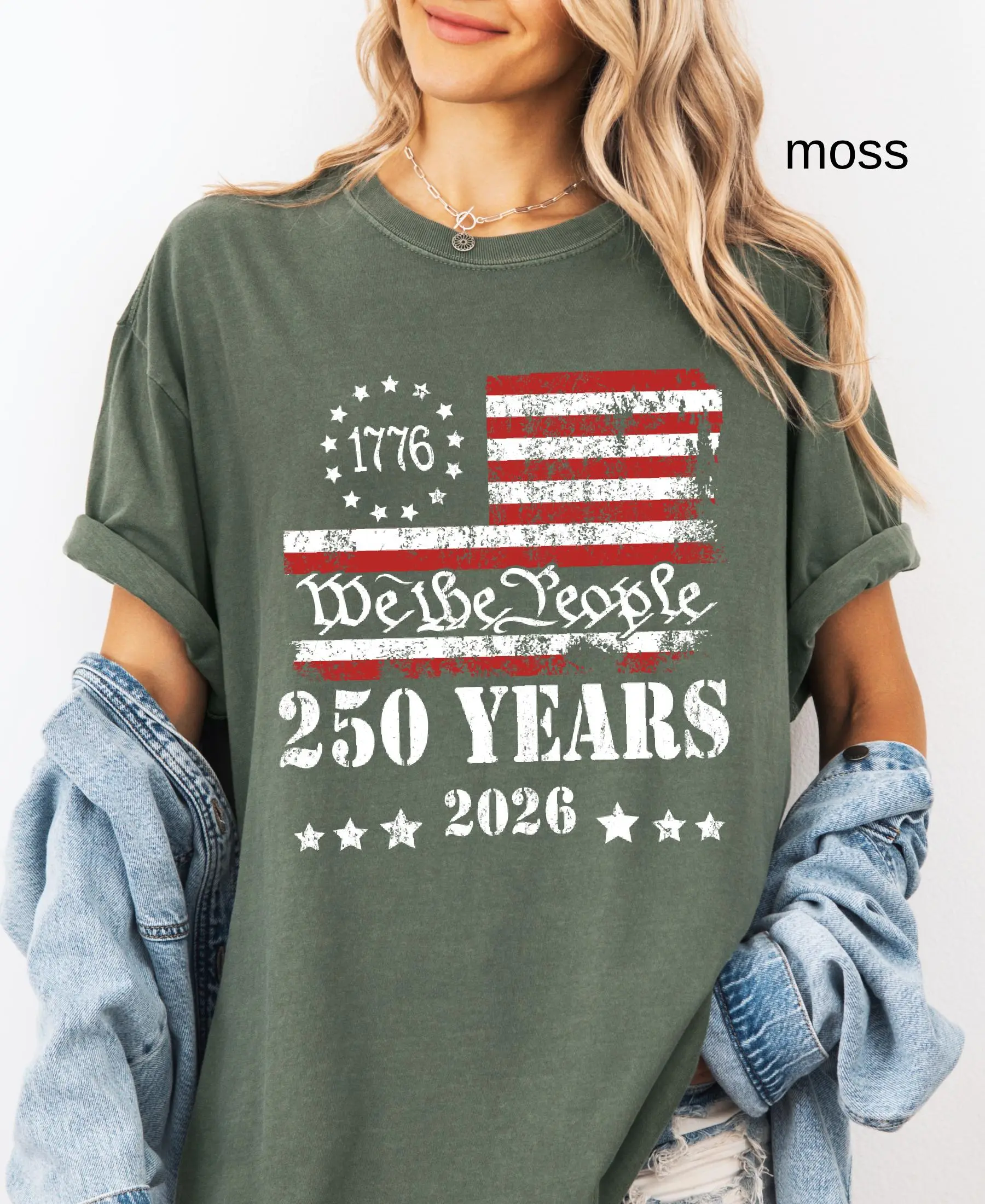 Comfort Colors America 250th Anniversary Patriotic Shirt, USA 250 Years Independence Celebration Graphic Tee, Vintage American Flag Pride T-Shirt, Unisex Patriotic Outfit for Men and Women - HARSIN