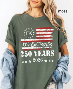 Comfort Colors America 250th Anniversary Patriotic Shirt, USA 250 Years Independence Celebration Graphic Tee, Vintage American Flag Pride T-Shirt, Unisex Patriotic Outfit for Men and Women - HARSIN