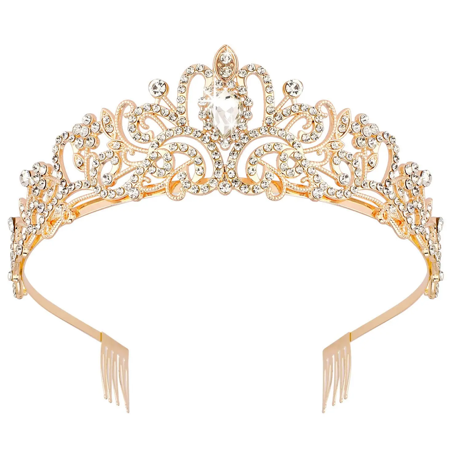 Gold Crystal Tiara Crown Headband Princess Elegant Crown with combs for Women Girls Bridal Wedding Prom Birthday Party, Birthday Crown Accessories, Crystal Tiara Accessories