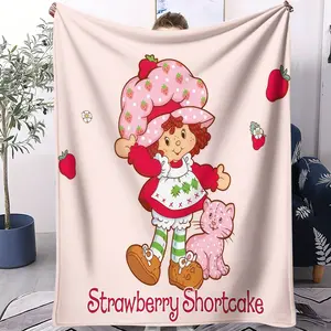 Strawberry Shortcake Blanket, Cute Cartoon Little Girl Pattern, Suitable For Sofas, Camping, Outdoor, And Travel Airplane Covers For Teenagers, Boys, And Girls, Perfect For Birthday Gifts, Happy Blanket Gifts