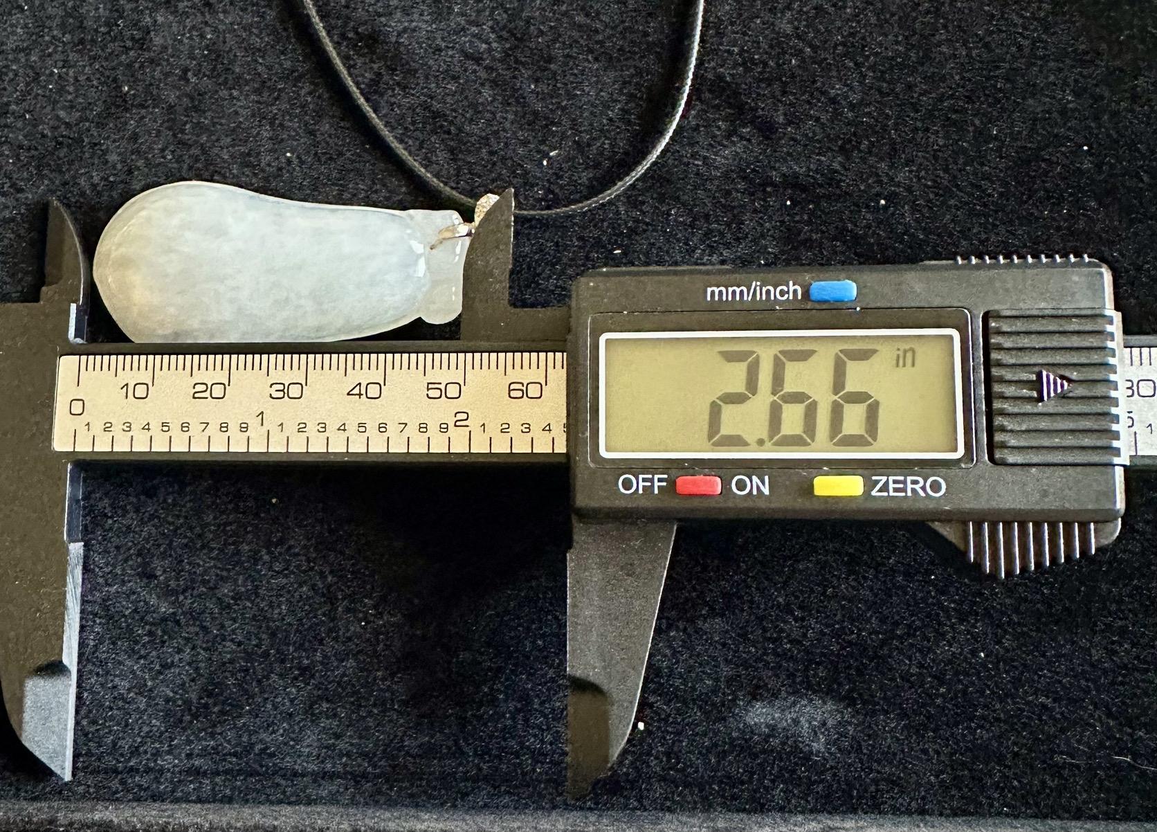 Jade Pendant with Lucky Squashe Design - 100% Myanmar Jadeite Stone, 1.62 x 2.66 x 0.95 Inches, Unisex, Icy White Color